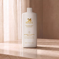 24KERATS pH Perfector Zeolite Shampoo, 1000 ml bottle on a warm studio surface